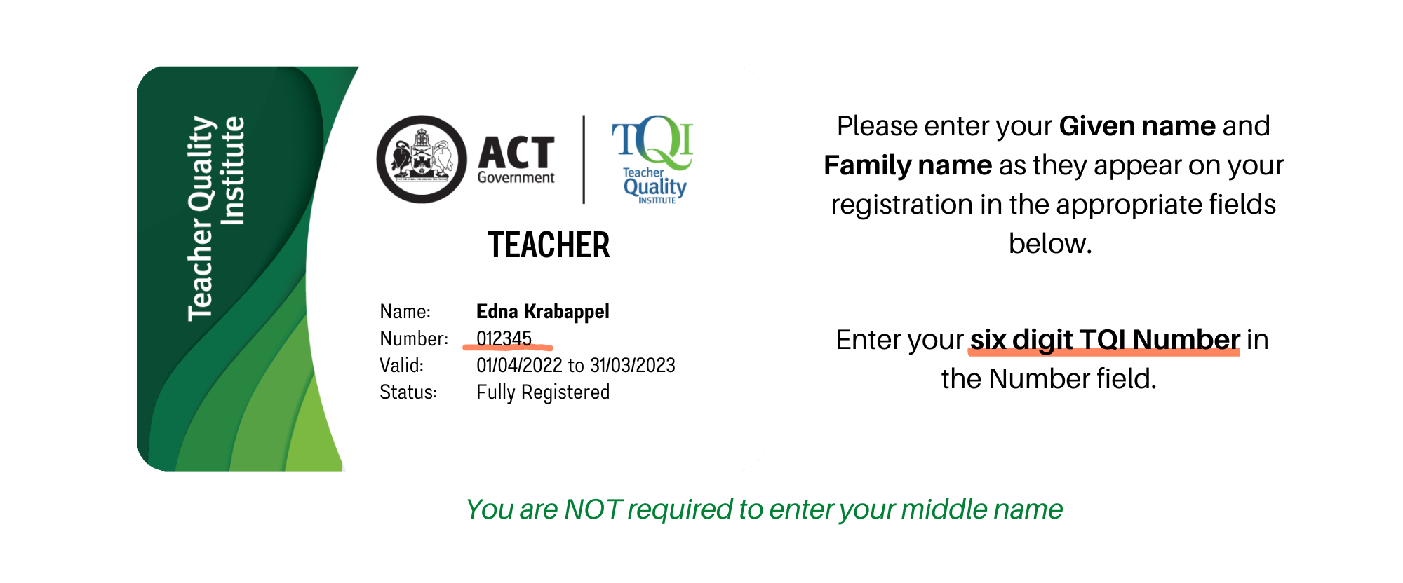 Teacher Registration Card Image